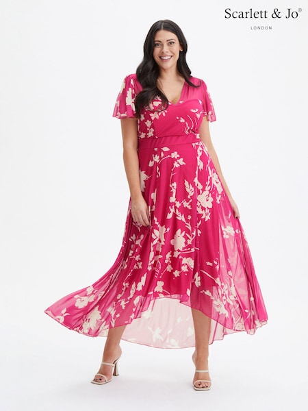 Pink - Scarlett & Jo Tilly Print Angel Sleeve Sweetheart Dress (972149) | 140 €