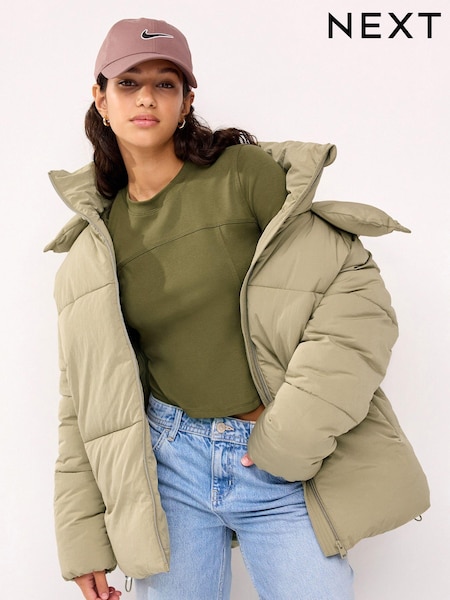 Sage Green Hooded Padded Coat (972288) | €23