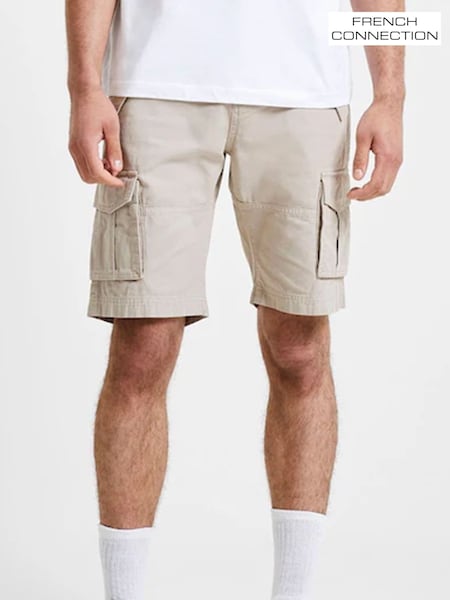 French Connection Brown Ripstop 100% Cotton Cargo Shorts (972363) | ₪201