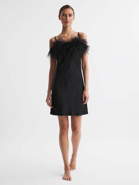 Sleeper Feather Mini Slip Dress (972983) | AED1,625