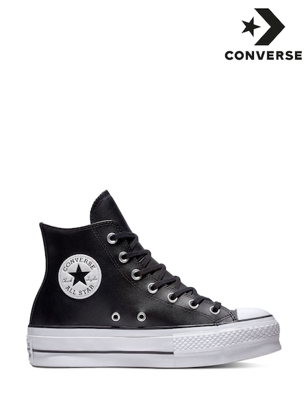 Negro - Zapatillas de deporte altas de cuero con plataforma Lift Chuck Taylor de Converse (973184) | 127 €