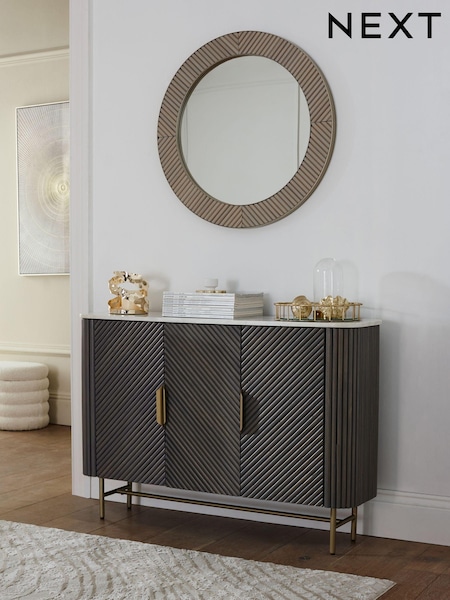 Dark Grey Valencia Marble Mango Wood Slim Sideboard (973417) | €950