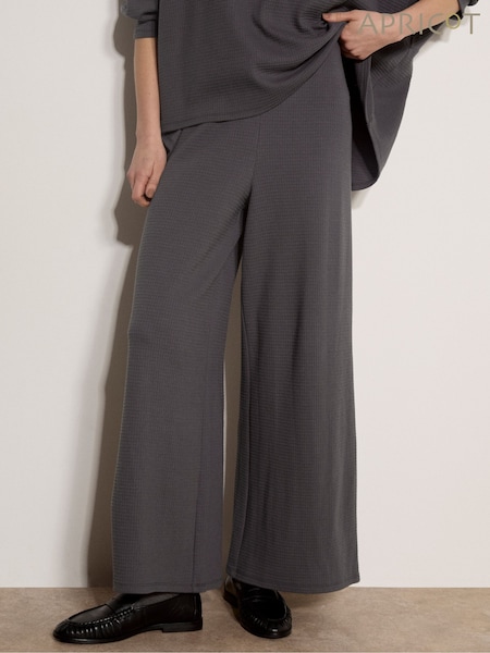 Gris - Apricot Waffle Jersey Knit Wide-leg Joggers