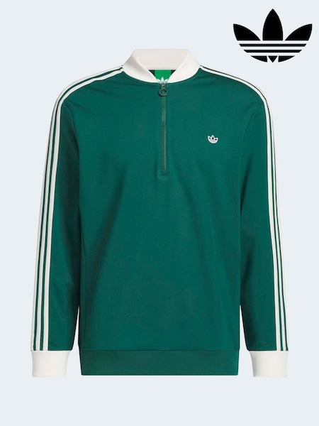 Grønn - Regular Adidas Original F 3-stripe 1/4 Zip Sweat Top