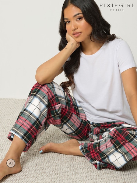 Rouge - Pixiegirl Petite Check Long Sleeve Cotton Pyjamas Set