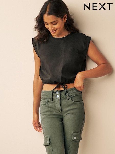 Verde kaki - Blugi cargo slim cu efect de ridicare, subțire și modelare (974238) | 182 LEI