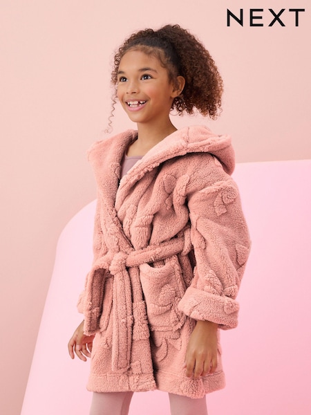 Pink Bow Jacquard Fleece Dressing Gown (9mths-16yrs) (974573) | €13 - €24