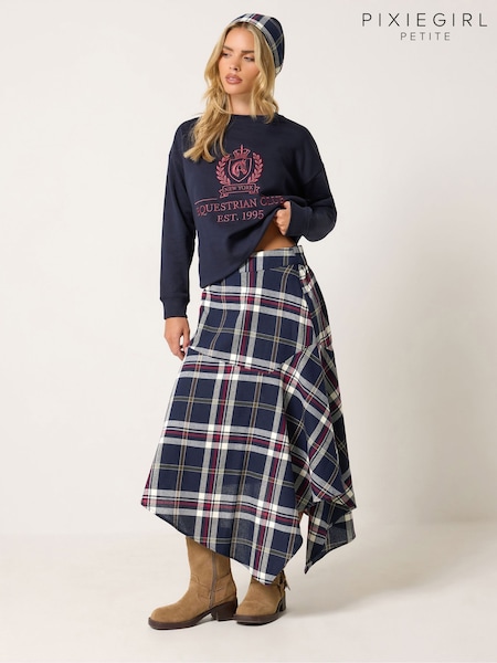 Blue - Pixiegirl Petite Hanky Hem Scarf Skirt