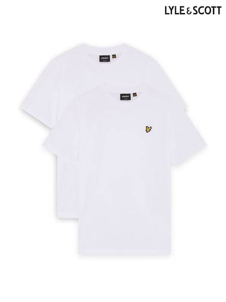 أبيض - Lyle & Scott Plain T-shirts 2 Pack