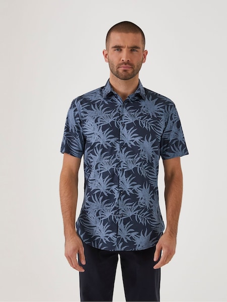 Skopes Tailored Fit Blue Tropical Print Cotton Casual Shirt (974792) | €24