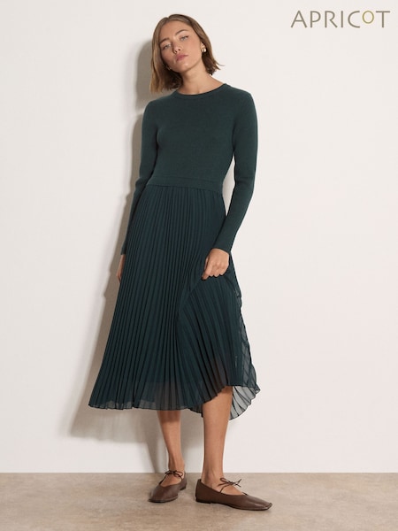 Green - Apricot Ribbed Knit Mini Dress