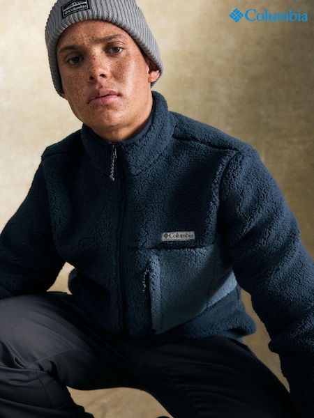 Blau - Columbia Mountainside Fleecejacke für Herren, schwer, durchgehender Reißverschluss (975007) | 61 €