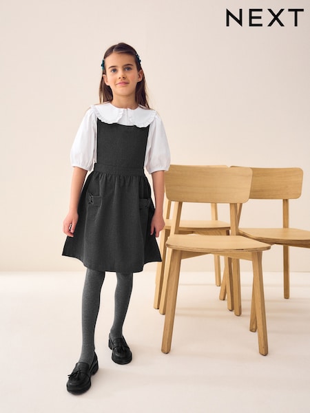 رمادي - Bow Pocket Detail School Pinafore Dress (3-14yrs) (975008) | ‏51 د.إ.‏ - ‏ 66‏ د.إ.