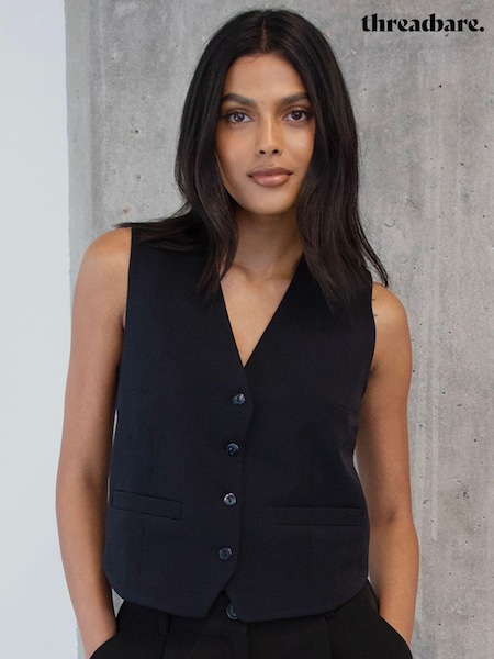 Threadbare Black Button Front Waistcoat (975480) | €23