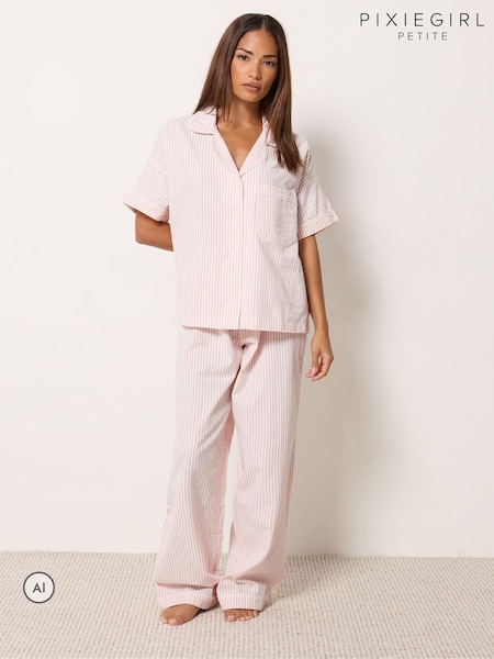 Қызғылт - Pixiegirl Petite Stripe Wide Leg Pyjamas Set