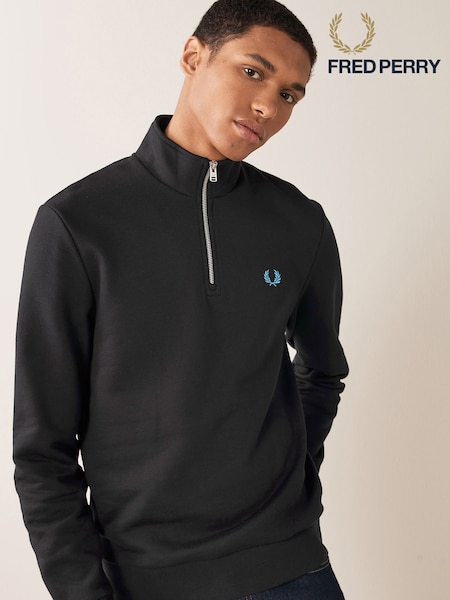 Fred Perry Mens 100% Cotton Quarter Zip Sweatshirt (975510) | AED321