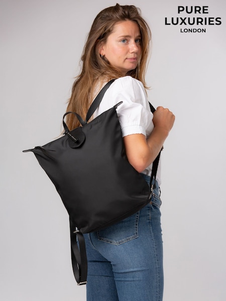 Black - Pure Luxuries London 'louison' Canvas & Leather Backpack