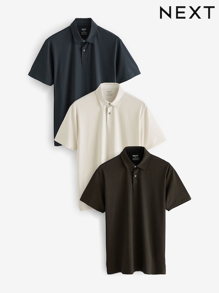 White/Navy/Black Gold Geos Regular Fit Short Sleeve Jersey Polo Shirts 3 Pack (975725) | 238 QAR