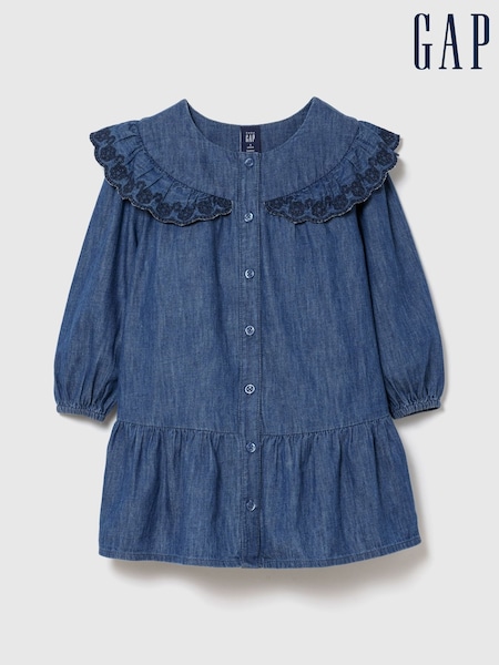 Mid Wash - Gap Denim Drop-waist Dress (6mths-5yrs)
