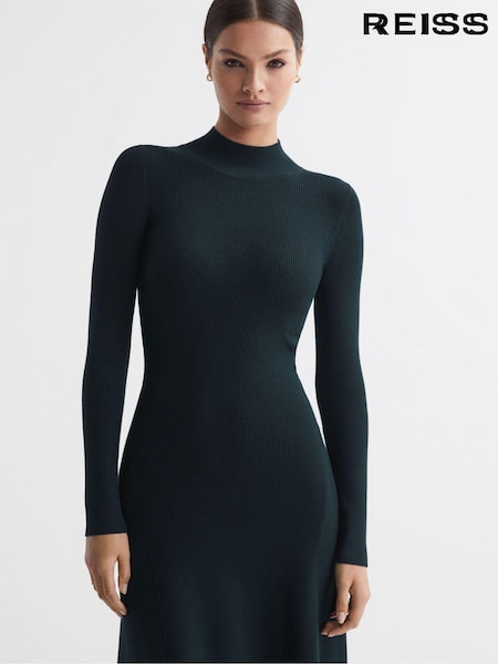 Reiss Teal Chrissy Petite Knitted Bodycon Midi Dress (975872) | €140