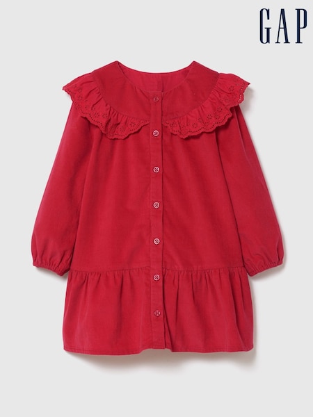 Red - Gap Corduroy Drop-waist Dress