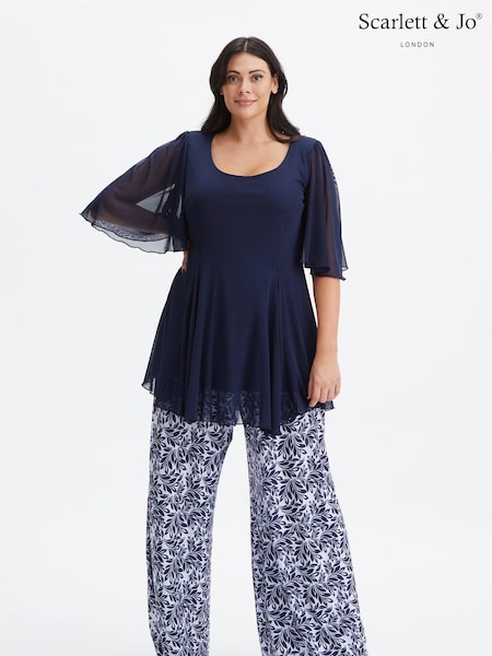أزرق - Scarlett & Jo Bette Wide Leg Trousers (976446) | ‏145 د.إ.‏