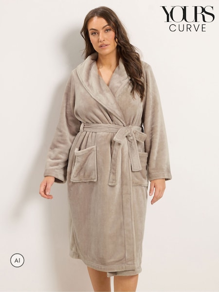 Brown - Yours Curve Luxe Dressing Gown