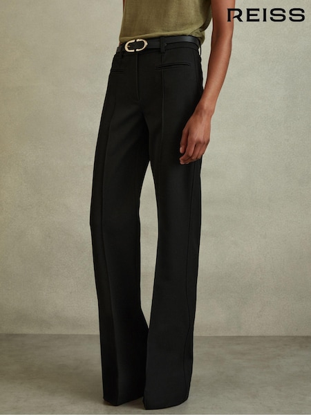 Reiss Black Claude Petite High Rise Flared Trousers (976602) | €220