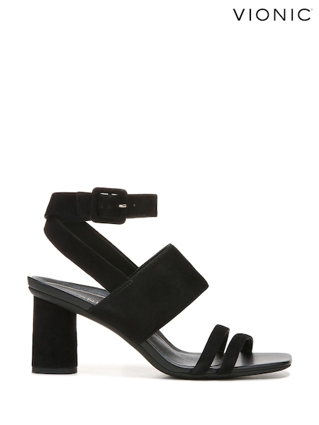 Vionic Suede Yasmin Heeled Black Sandals (976653) | €86