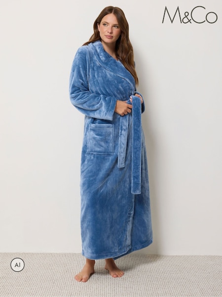 Blue - M&co Super Luxe Maxi Shawl Robe