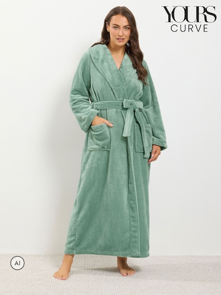 Green - Yours Curve Luxe Dressing Gown