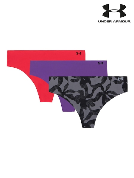 Under Armour Black 100% Cotton Pure Stretch No Show Print Thongs 3 Pack (977128) | €33