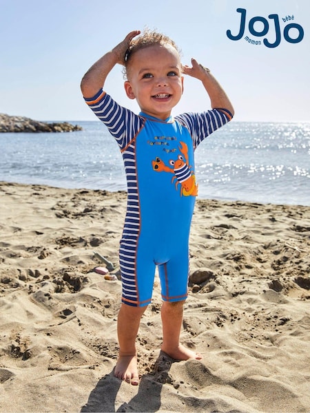JoJo Maman Bébé Blue Stripe UPF 50 1-Piece Sun Protection Suit (977230) | €40