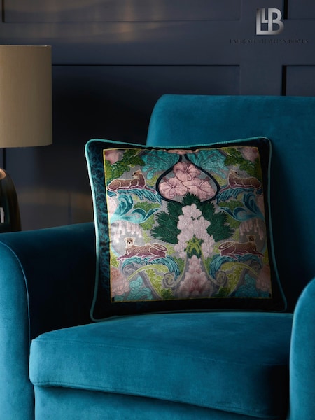Laurence Llewelyn-Bowen Teal/Chocolate Suburban Jungle Filled Cushion (977475) | €26