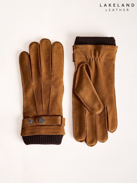 Brun - Regular Lakeland Leather Myles Suede Gloves