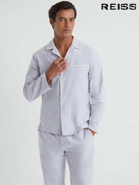Reiss Ice Grey Keddington Cotton Button-Through Pyjama Shirt (977775) | €128