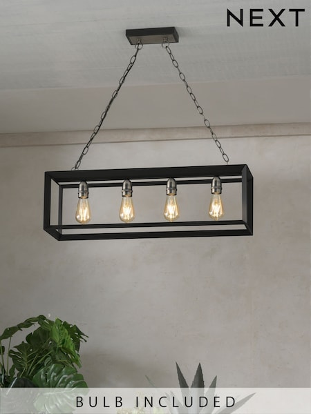 Black Brooklyn Linear 4 Light Pendant Ceiling Light (978074) | €218