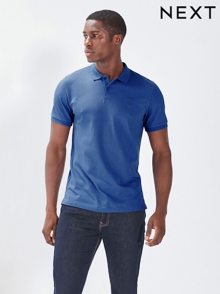 Mid Blue Regular Fit Short Sleeve Pique Polo Shirt (978310) | €20