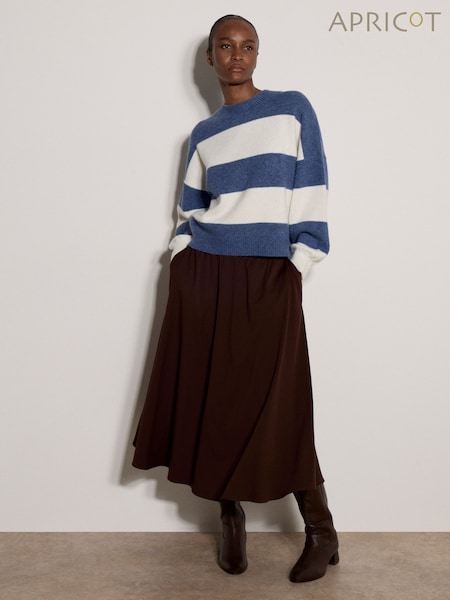 Blue - Apricot Chunky Knit Stripe Oversized Jumper