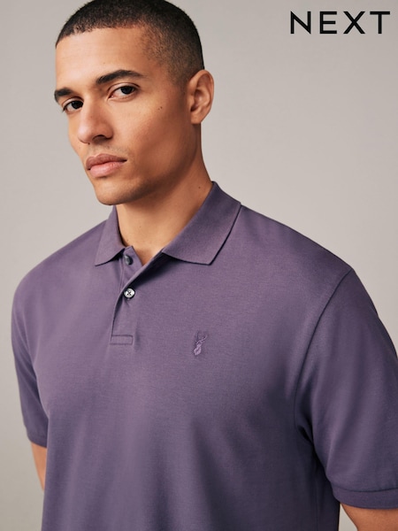 أرجواني - تلبيس قياسي - Short Sleeve Pique Polo Shirt (978330) | ‏79 د.إ.‏