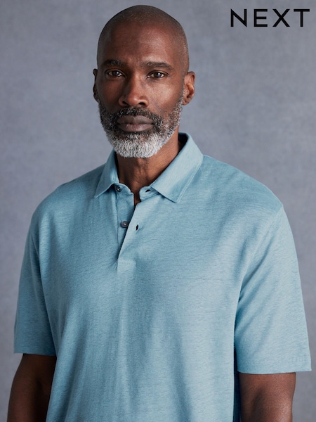 Blue Signature Linen Polo Shirt (978576) | €18