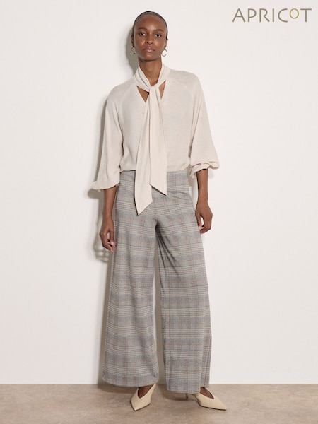 Boz - Apricot Heritage Check Wide-leg Trousers