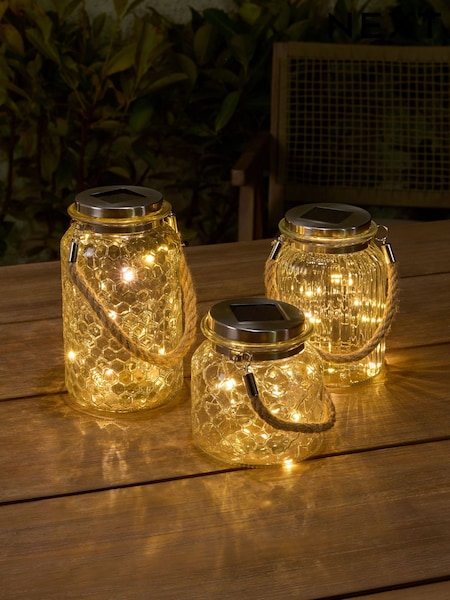 Clear Set of 3 Solar Glass Lanterns Outdoor Light (978701) | €42