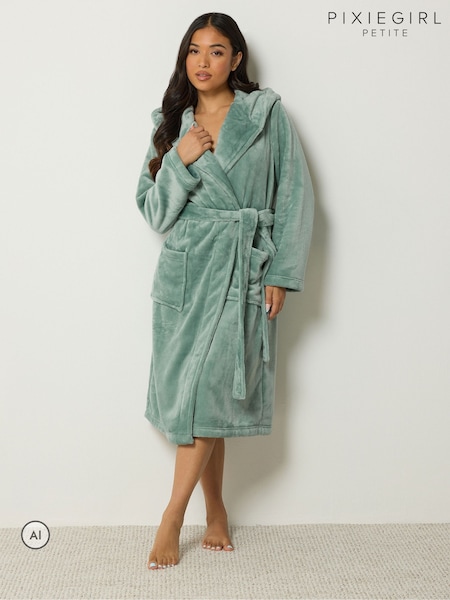 Green - Pixiegirl Petite Super Luxe Hooded Dressing Gown