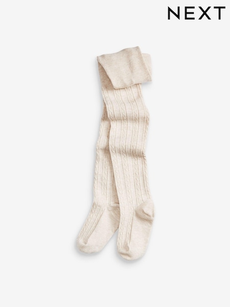 Oatmeal Cream Cotton Rich Cable Tights (978886) | $9 - $12