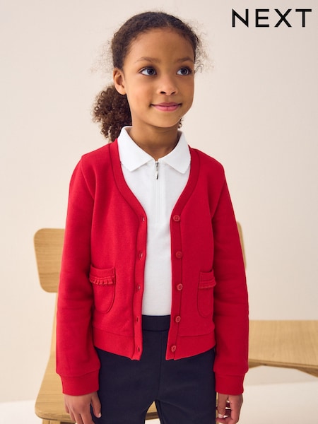 rdeča - Cotton Rich Frill Pocket Jersey School Cardigan (3-16yrs) (979315) | € 11 - € 17
