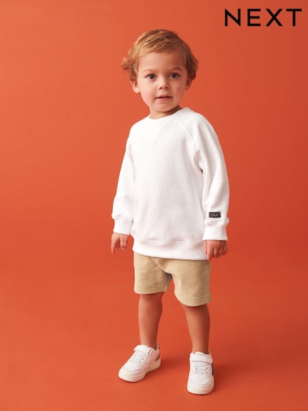 Ecru/Gebrochenes Weiss - Oversized 100% Cotton Sweatshirt and Shorts Set (3mths-7yrs) (979442) | 6 € - 9 €