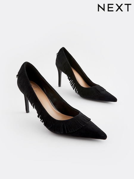 Black Forever Comfort Leather Fringe Court Shoes (979567) | €5