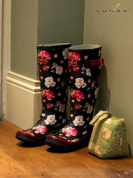 Lunar Blue Floral Patterned Rubber Wellies (979572) | €54