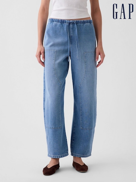 Mírně seprané - Gap High Waisted Ultrasoft Easy Barrel Jeans